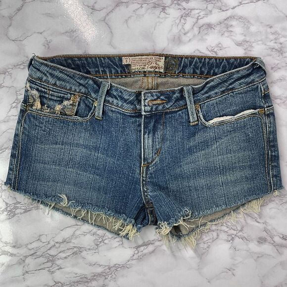 American Rag Blue Embroidered Wing Design Custom Cutoff Jean Shorts 5 - Picture 5 of 5